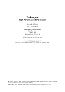 The Peregrine high-performance RPC system