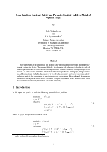 Some Results on Constraint Activity and Parameter 