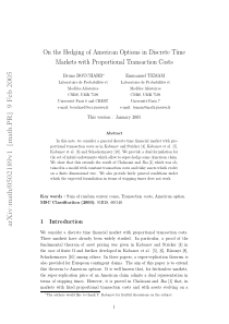 On the Hedging of American Options in Discrete Tim