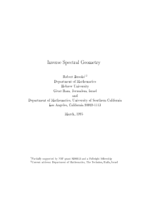 Inverse Spectral Geometry