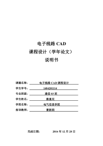 武汉工程大学电子线路CAD课程设计报告