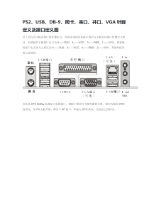 PS2、USB、DB-9、网卡、串口、并口、VGA针脚定义及接口定义图