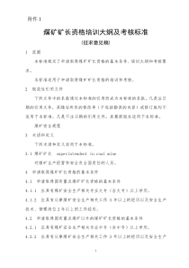 煤矿矿长资格培训大纲及考核标准