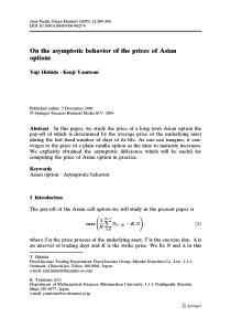 On the asymptotic behavior of the prices of Asian 