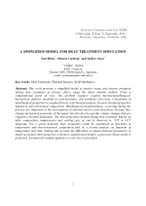 A SIMPLIFIED MODEL FOR HEAT TREATMENT SIMULATION