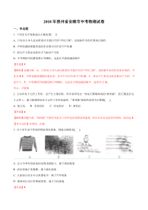 贵州省安顺市2018年中考物理试题(解析版)