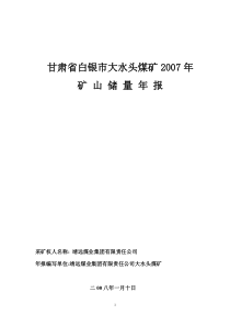 甘肃大水头煤矿XXXX年矿山储量年报
