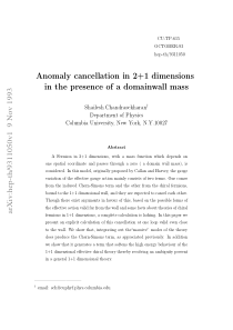 Anomaly Cancellation in 2+1 dimensions in the pres