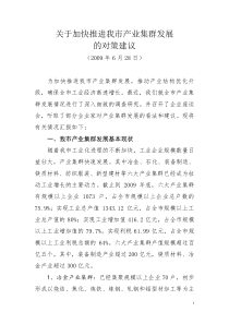 关于加快我市产业集群发展的对策建议