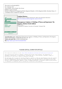 Homogeneous Catalysis A Wedding of Theory and Expe