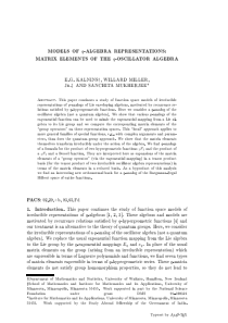 MODELS OF q-ALGEBRA REPRESENTATIONS MATRIX ELEMENT