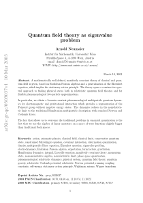 Quantum field theory as eigenvalue problem