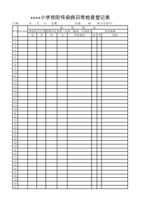 学校小学预防传染病日常检查登记表