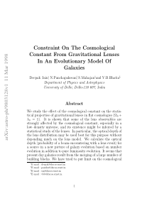 Constraint On The Cosmological Constant From Gravi