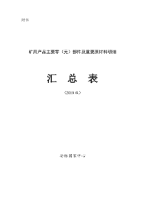 矿用产品主要零（元）部件及重要原材料明细汇总表-安标国家