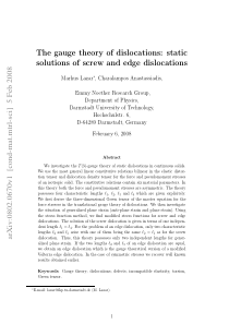 The gauge theory of dislocations static solutions 