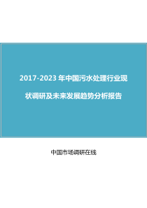 19中国污水处理行业调研报告