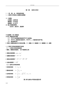 高中必修二数学知识点全面总结材料