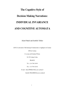 The Cognitive Style of Decision Making Narrations