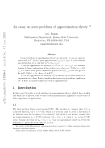 An essay on some problems of approximation theory