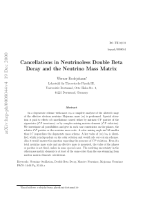 Cancellations in Neutrinoless Double Beta Decay an