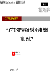 远卓-五矿-有色锡产业整合暨收购华锡集团项目建议书