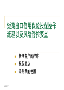 短期出口信用保险投保操作流程以及风险管控要点