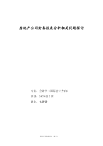 房地产公司财务报表分析相关问题探讨