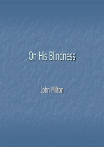 On His Blindness 赏析