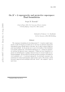 On N = 2 supergravity and projective superspace Du