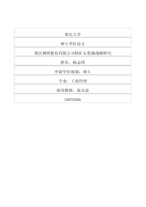 重庆钢铁股份有限公司铁矿石资源战略研究