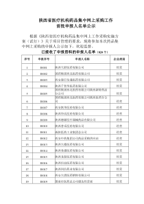 陕西省医疗机构药品集中网上采购工作