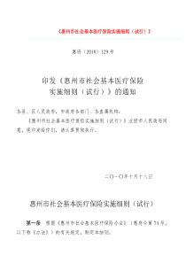 惠州市社会基本医疗保险实施细则