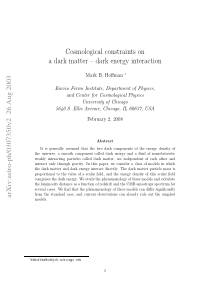 Cosmological constraints on a dark matter -- dark 