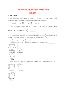 山东省2016届高三数学一轮复习_专题突破训练_立体几何_理