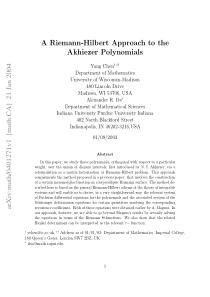 A Riemann-Hilbert Approach to the Akhiezer Polynom