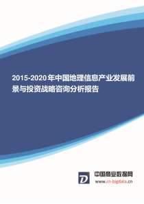 2015-2020年中国地理信息产业发展前景与投资战略咨询分析报告