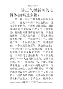 讲正气树新风的心得体会(精选多篇)