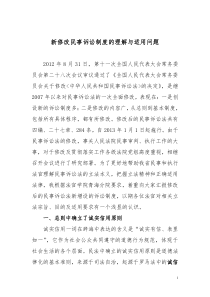 新民事诉讼制度的理解与适用问题