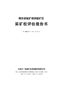 靖西县锰矿湖润锰矿区采矿权评估报告书