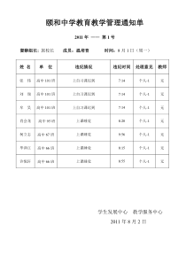 颐和中学教育教学管理通知单