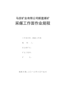 马田矿业有限公司新星煤矿2263采煤作业规程