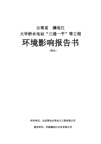 云南省澜沧江大华桥水电站“三通一平”等工程环境影响报告书(简本)