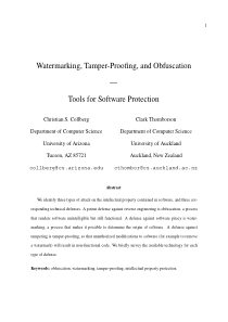 Tools for Software Protection Abstract