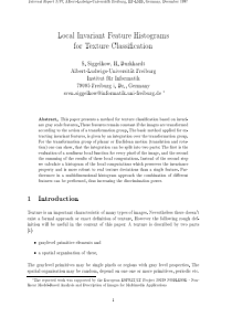 Local invariant feature histograms for texture cla