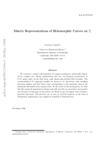 Matrix Representations of Holomorphic Curves on $T