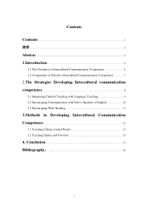 Developing Intercultural Communication Competence 