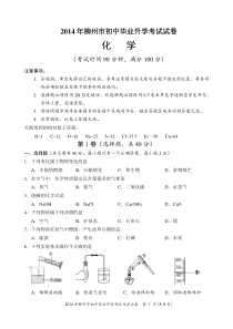 2014年柳州市初中毕业升学考试试卷(化学)剖析