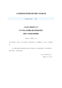 山东省整合城乡居民基本医疗保险工作实施方案