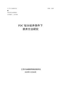 PDC钻头钻井条件下录井方法研究-研究报告